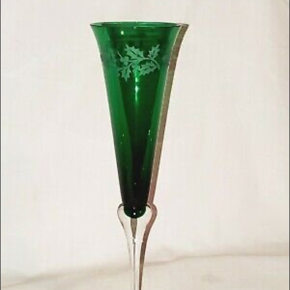 Lenox holiday champagne flute - emerald green